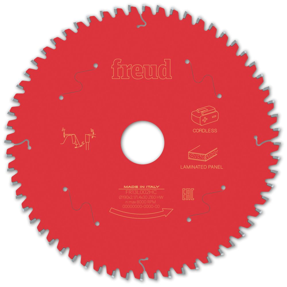 Image of Freud F03FS10077 Laminate Panel Circular Saw Blade 190mm x 30mm 60T 