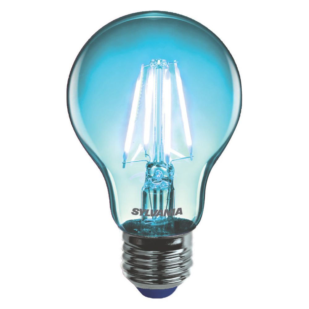 Image of Sylvania Helios Chroma ES A60 Blue LED Light Bulb 4W 
