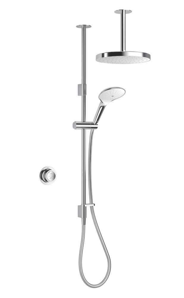 Image of Mira Mode Dual Gravity-Pumped Ceiling-Fed Chrome Thermostatic Digital Mixer Shower 