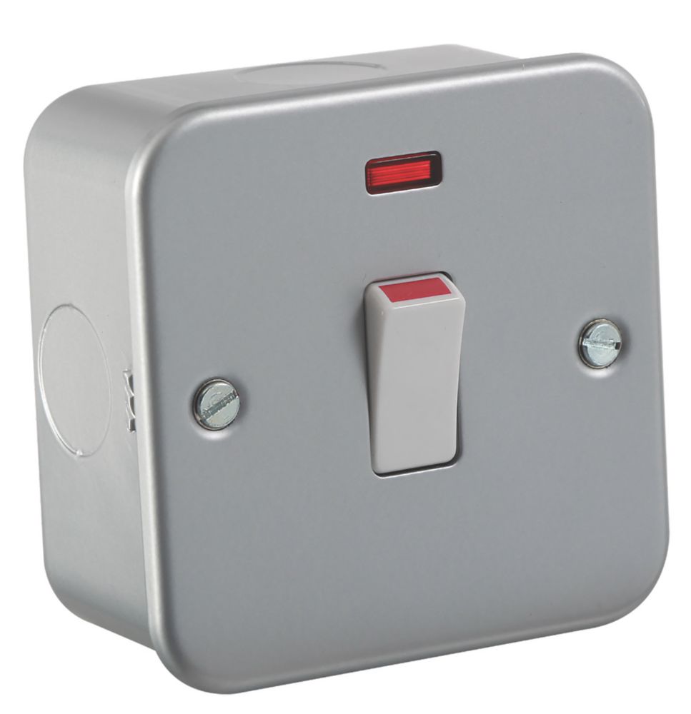 Image of Knightsbridge 20AX 1-Gang DP Metal Clad Control Switch with LED with White Inserts 