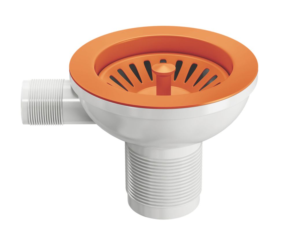 Image of ETAL Sink Strainer Waste with Overflow Orange 90mm 