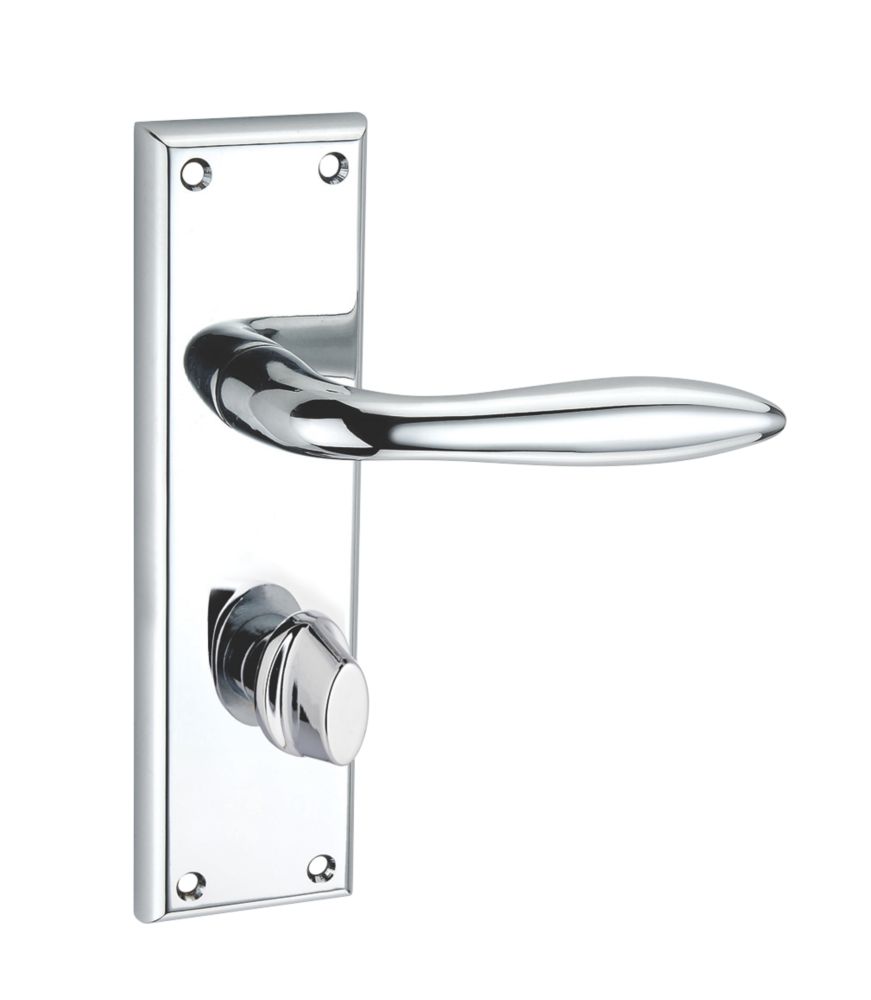Image of Smith & Locke Blyth Fire Rated WC Door Handles Pair Polished Chrome 