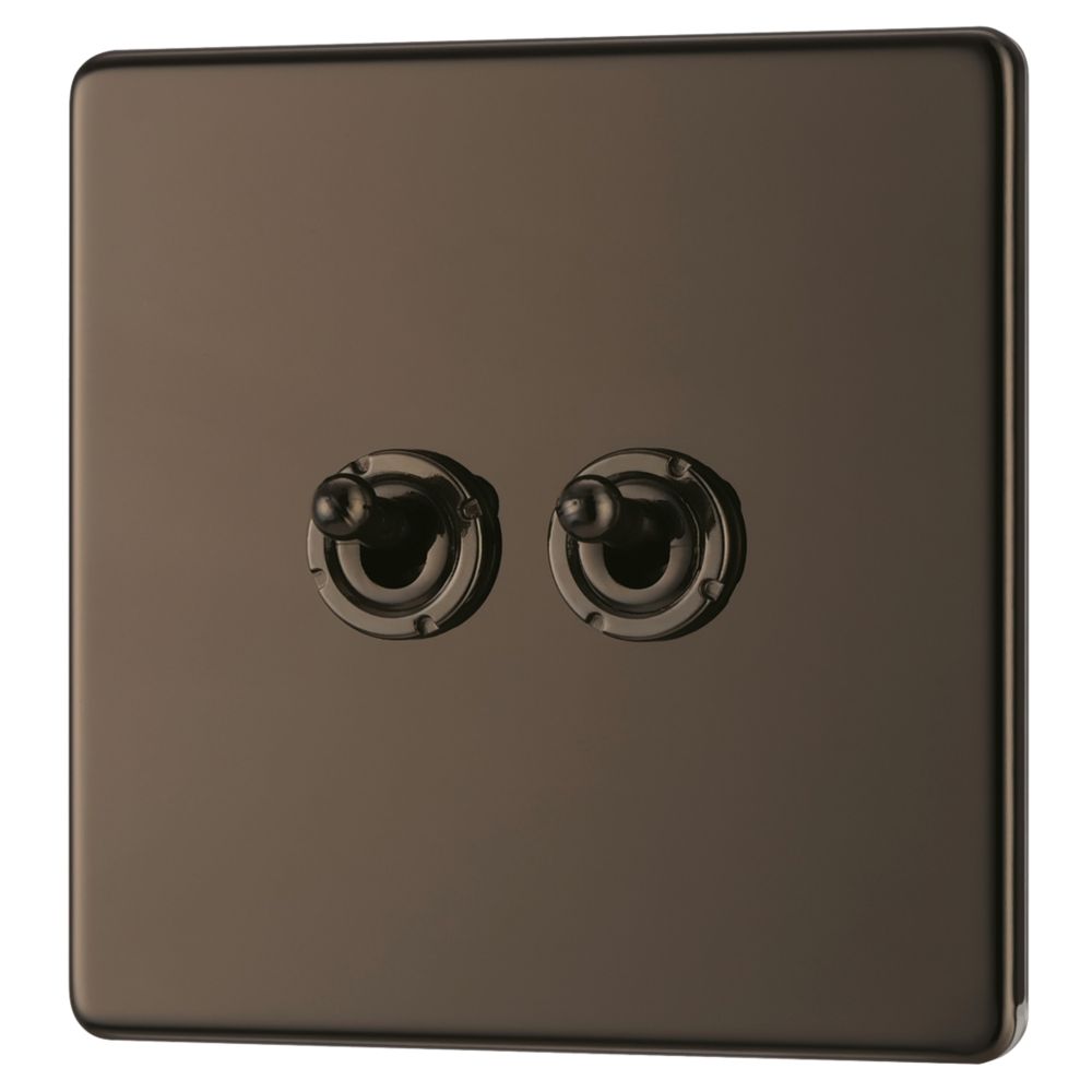 Image of LAP 20A 16AX 2-Gang 2-Way Toggle Switch Black Nickel 