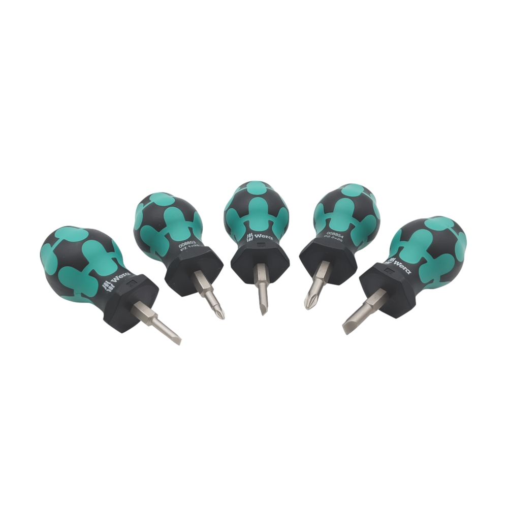 Image of Wera Set 1 Mixed Stubby Screwdriver Set 5 Pieces 