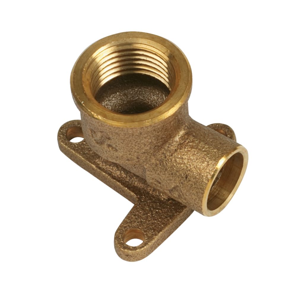 Image of Yorkshire Brass Solder Ring Adapting 90Â° Wall Plate Elbow 15mm x 1/2" 