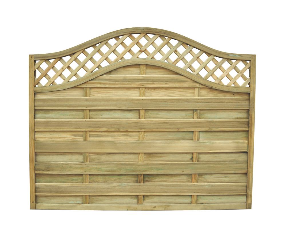 Image of Forest Prague Lattice Curved Top Fence Panels Natural Timber 6' x 5' Pack of 4 