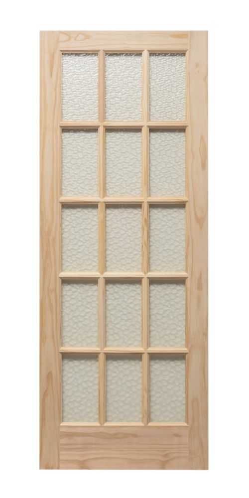 Image of Traditional Knotty 15-Obscure Light Unfinished Pine Wooden Traditional Internal Door 2032mm x 813mm 