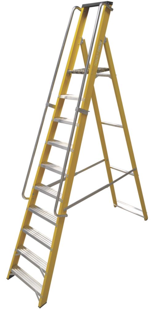 Image of Lyte Fibreglass 10-Treads Platform Stepladder 2.11m 
