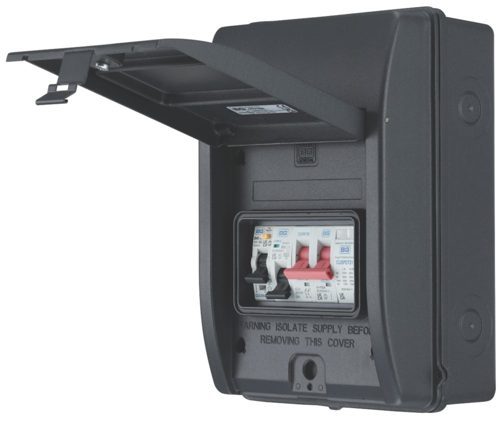 Image of British General Sync EV IP65 Weatherproof Outdoor 5-Module 5-Way Populated EV Charger Consumer Unit with SPD 