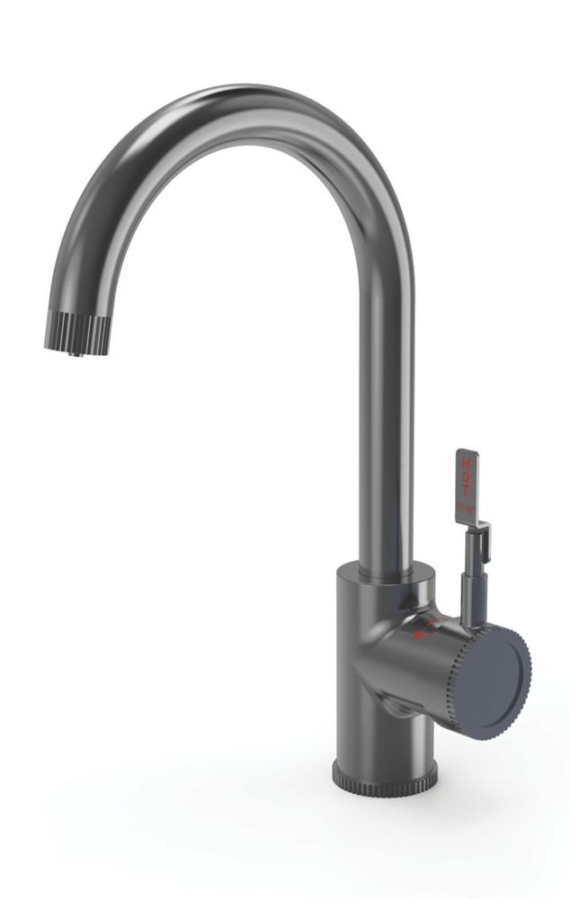 Image of ETAL Industrial Single Lever 3-in-1 Hot Water Kitchen Tap Gun Metal 