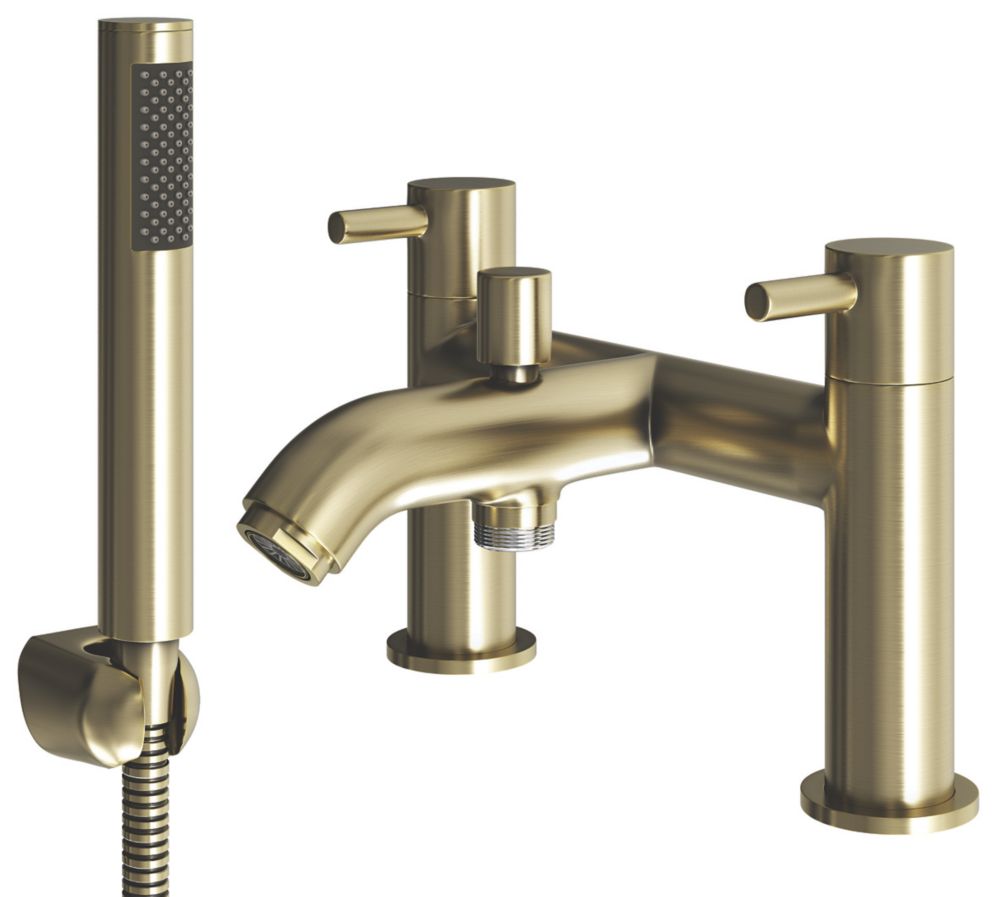 Image of ETAL Bounce Deck-Mounted Bath Shower Mixer Tap Brushed Brass 