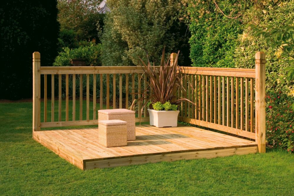 Image of Forest Patio Decking Kit Base & Balustrade 2.4m x 2.4m 