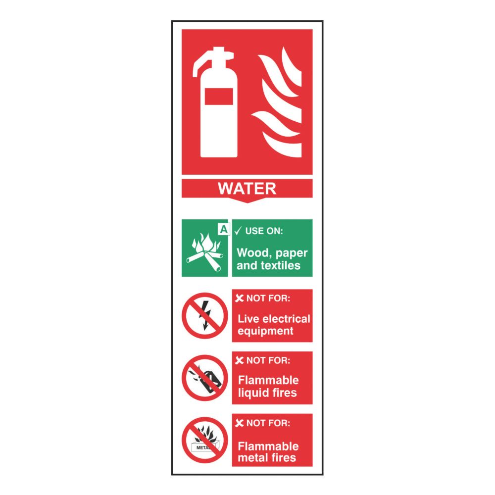Image of Non Photoluminescent "Fire Extinguisher Water" Sign 100mm x 300mm 