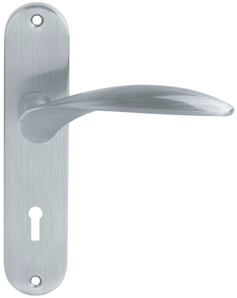 Image of Smith & Locke Crantock Fire Rated LoB Lock Door Handles Pair Brushed Nickel 