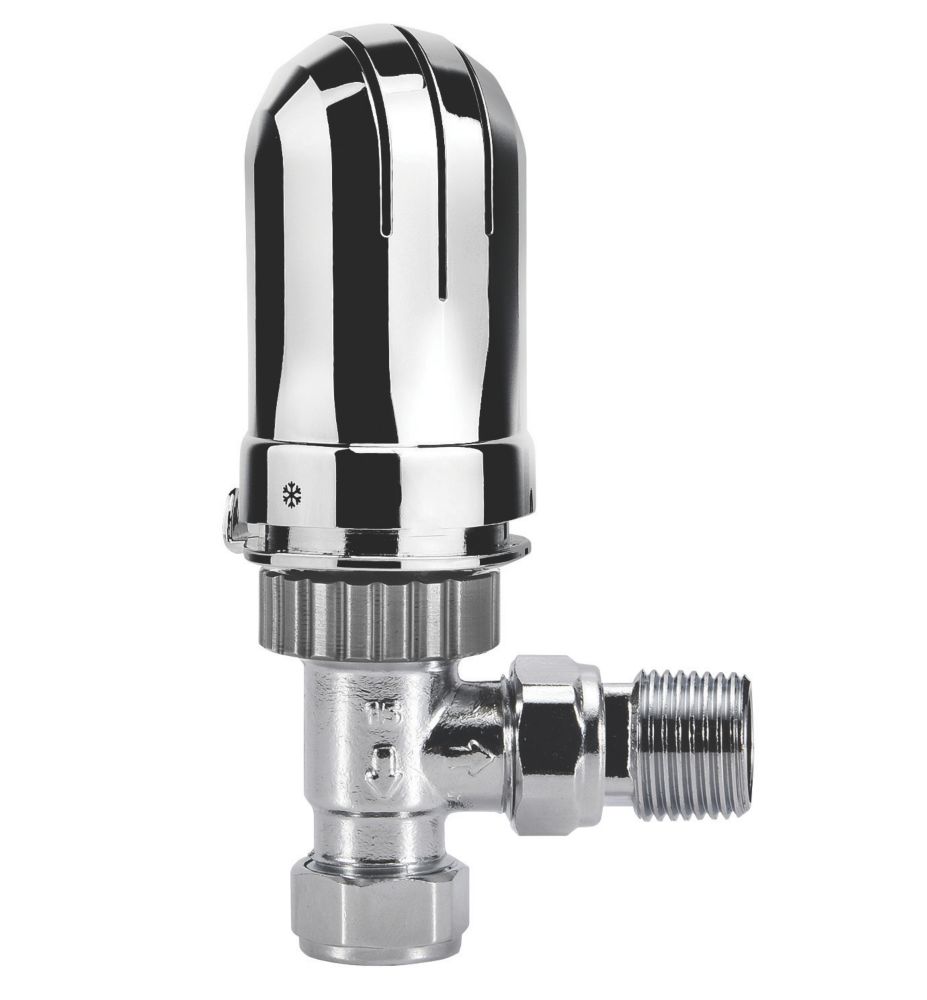 Image of Flomasta Chrome Angled Thermostatic TRV 15mm x 1/2" 