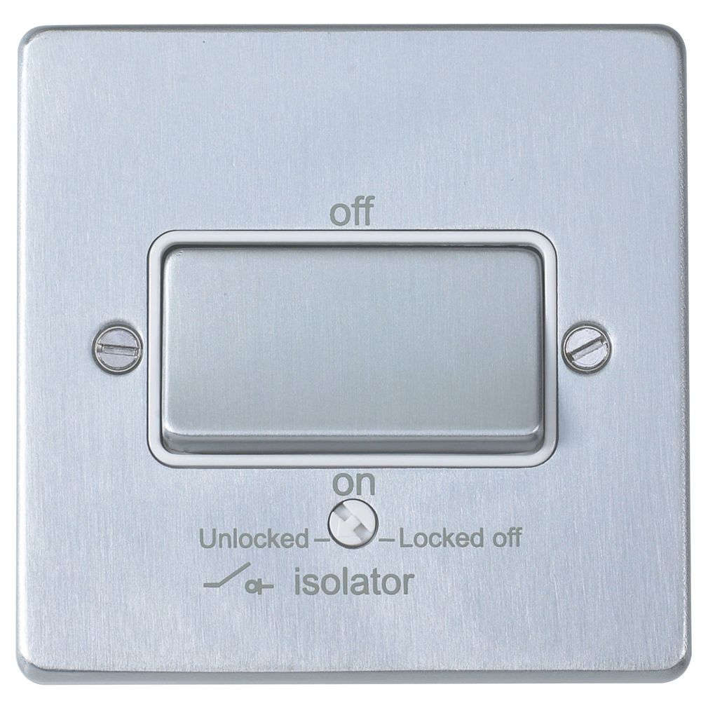 Image of Schneider Electric Ultimate Low Profile 10A 1-Gang 3-Pole Fan Isolator Switch Brushed Chrome with White Inserts 