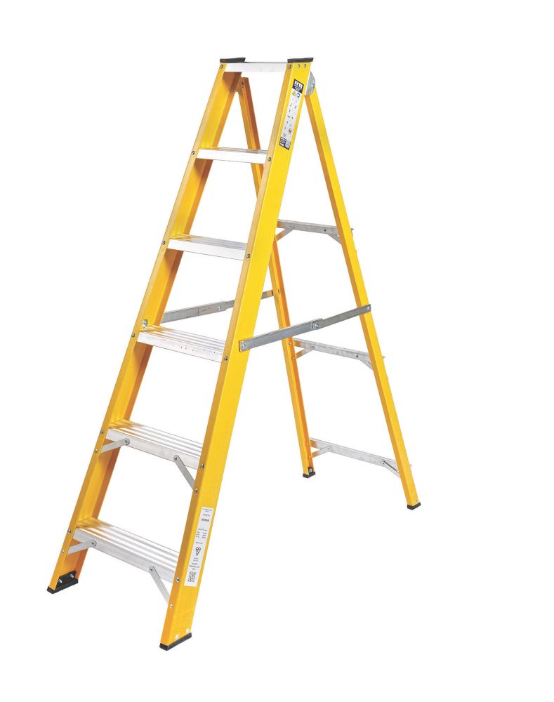 Image of Lyte Fibreglass & Aluminium 6-Treads Swingback Stepladder 1.21m 