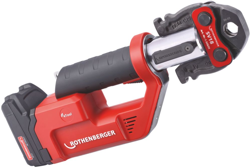 Image of Rothenberger 1000002123 18V 1 x 2.0Ah Li-Ion CAS Brushless Cordless Press Machine & SV Profile Jaw Set 