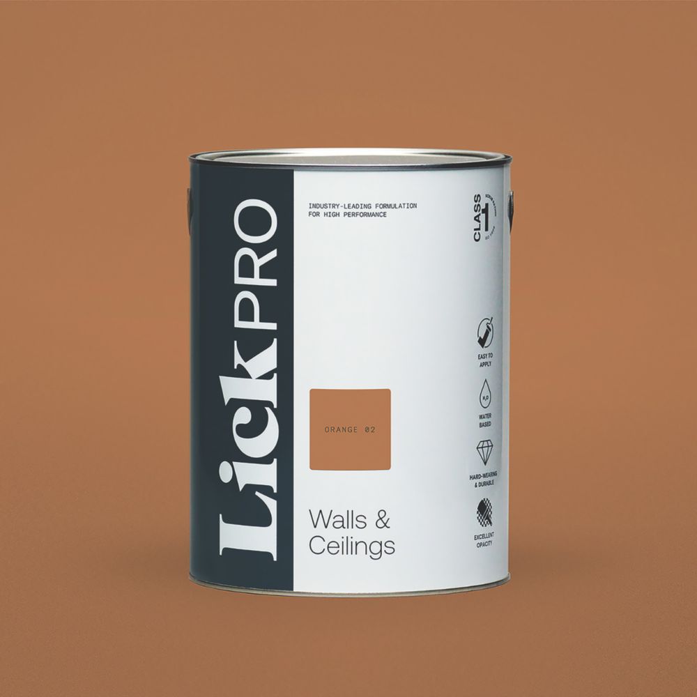 Image of LickPro Matt Orange 02 Emulsion Paint 5Ltr 
