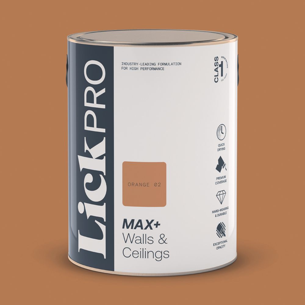 Image of LickPro Matt Orange 02 Emulsion Paint 5Ltr 
