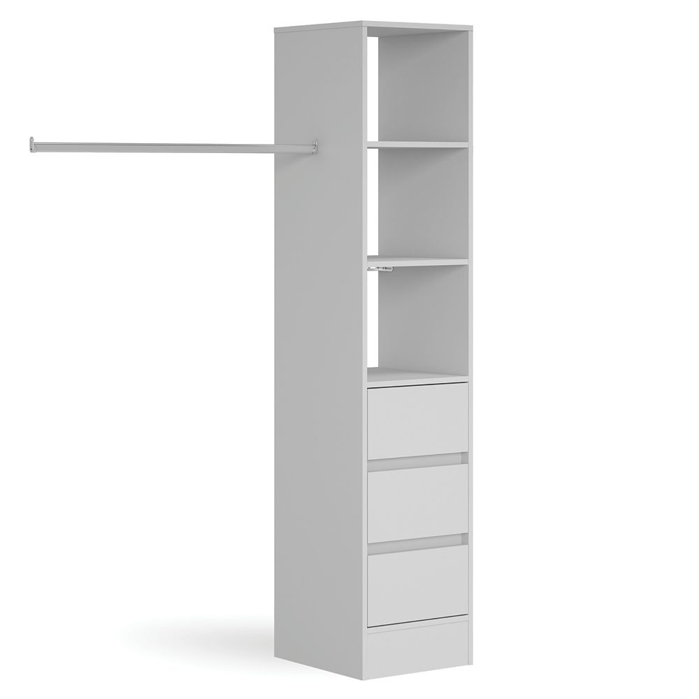 Image of Spacepro Interior Storage Tower Unit with Drawers Dove Grey 450mm x 2100mm 