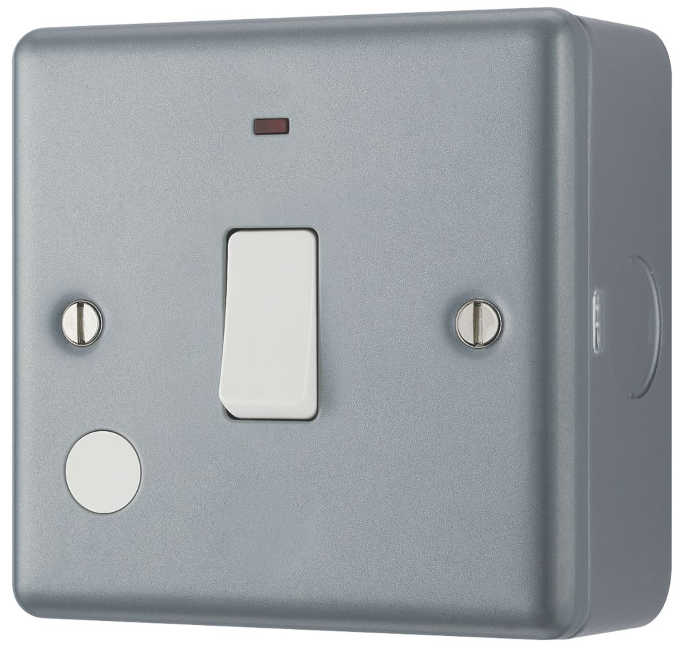 Image of British General 20A 1-Gang DP Metal Clad Control Switch & Flex Outlet with LED with White Inserts 