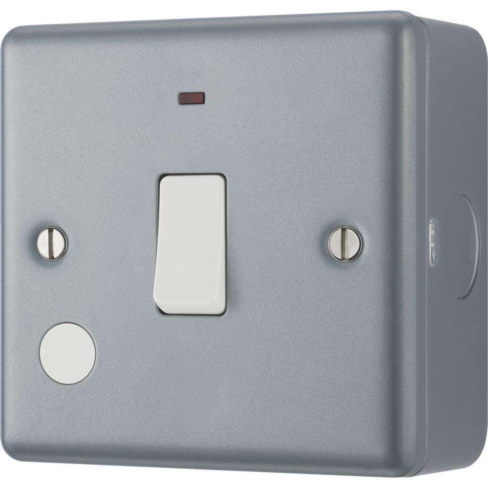 Image of British General 20A 1-Gang DP Metal Clad Control Switch & Flex Outlet with LED with White Inserts 