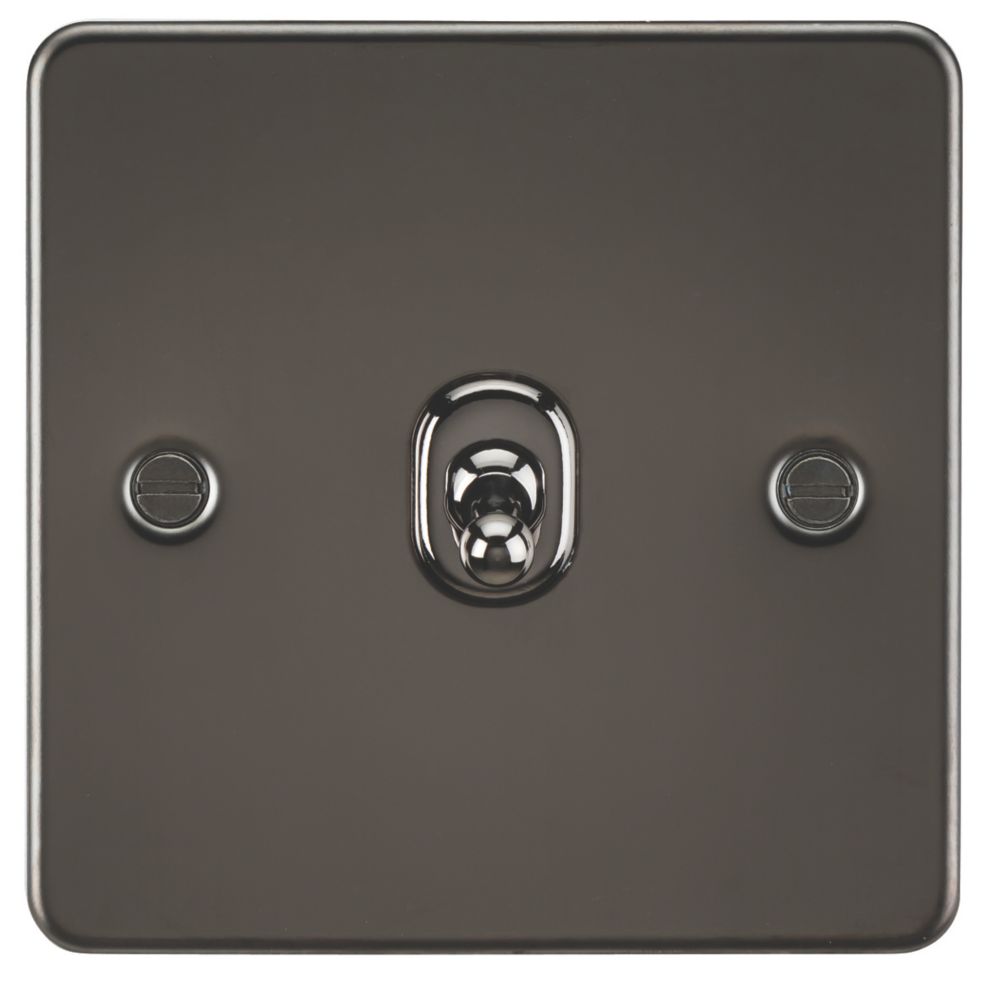 Image of Knightsbridge 10AX 1-Gang Intermediate Switch Gunmetal with Colour-Matched Inserts 