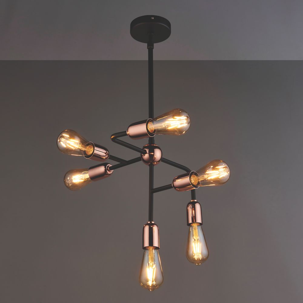 Image of Quay Design Hansen LED 6-Light Fixed Multi-Arm Pendant Copper 12W 210lm 