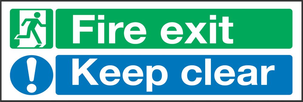 Image of Non Photoluminescent "Fire Exit Keep Clear" Signs 150mm x 450mm 50 Pack 