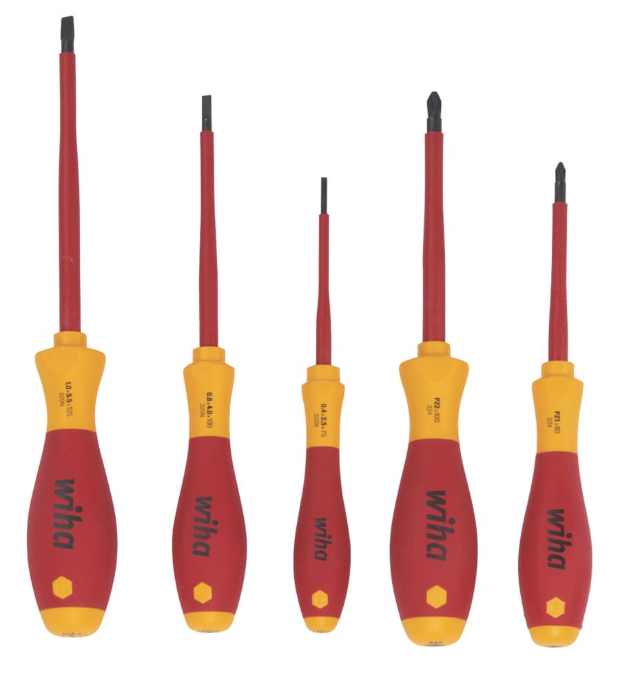 Image of Wiha SoftFinish Mixed VDE Screwdrivers 5 Piece Set 