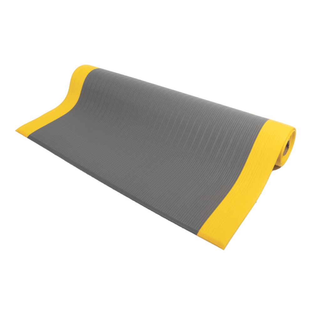Image of COBA Europe Orthomat Anti-Fatigue Floor Mat Grey / Yellow 18.3m x 1.2m x 9mm 