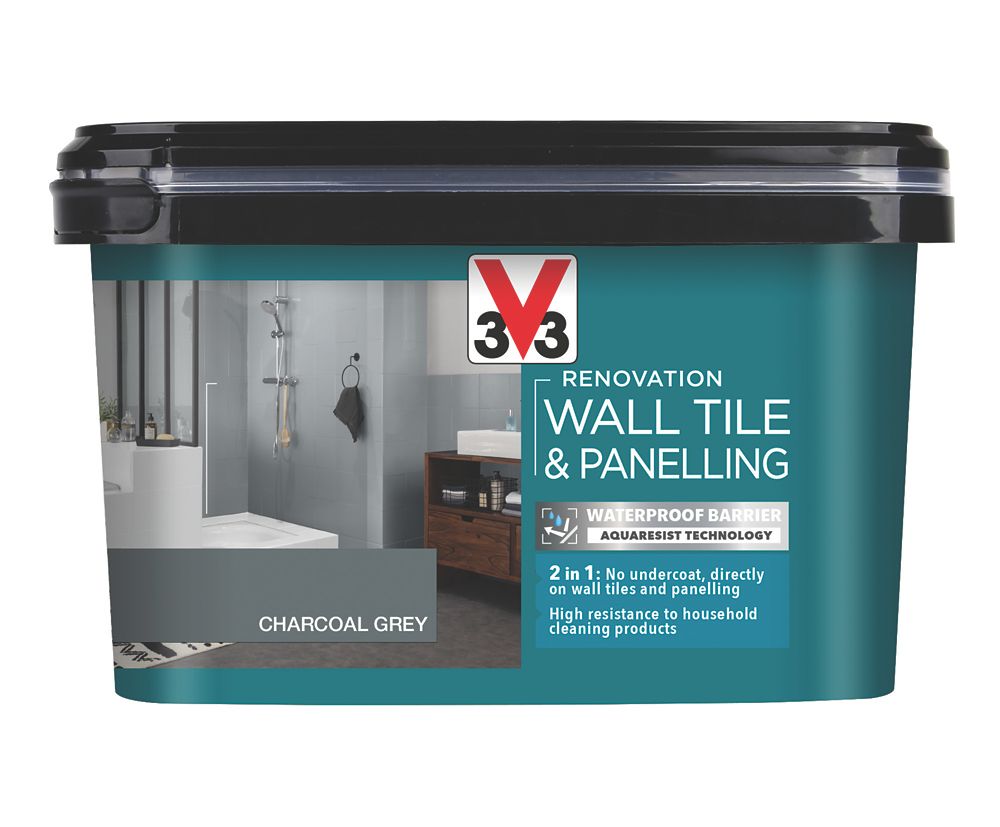 Image of V33 Renovation Wall Tile & Panelling Paint Satin Charcoal Grey 2Ltr 