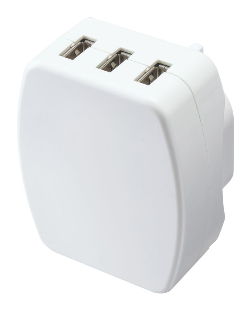Image of Masterplug 3-Outlet Type A Plug-In USB Charging Plug Adaptor 3.4A 