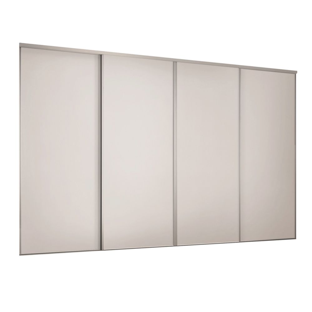 Image of Spacepro Classic 4-Door Sliding Wardrobe Door Kit Cashmere Frame Cashmere Panel 2978mm x 2260mm 