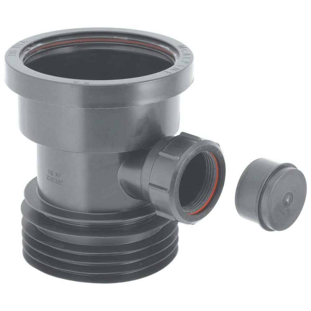 Image of McAlpine Drain Connector Black 110mm 