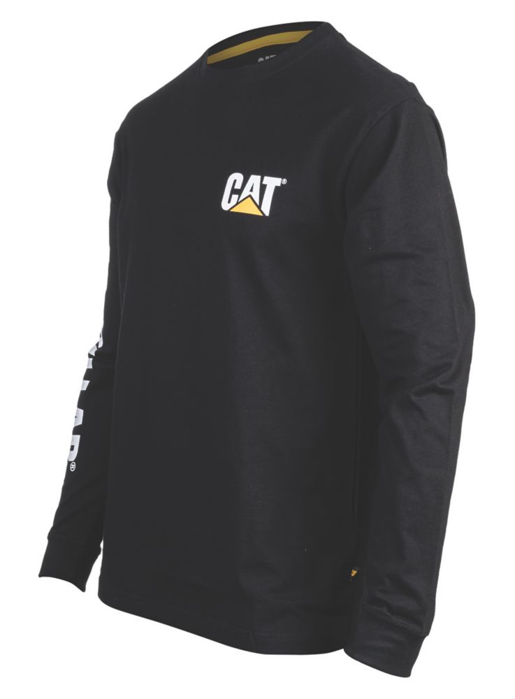 Image of CAT Trademark Banner Long Sleeve T-Shirt Black Medium 38-40" Chest 