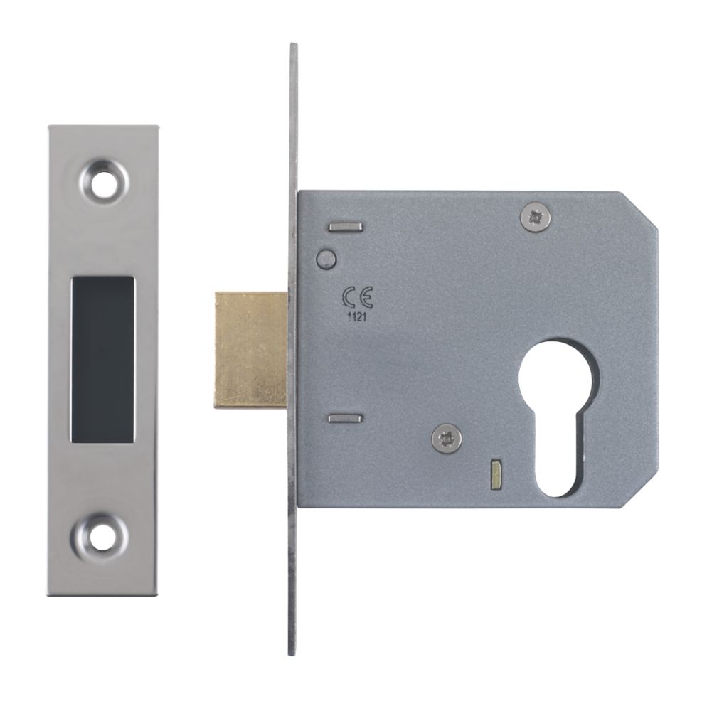Image of Smith & Locke Fire Rated Nickel-Plated Euro Profile Deadlock 76mm Case - 57mm Backset 