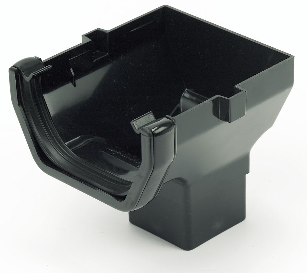 Image of FloPlast Square Line Square Stop End Outlet Black 114mm x 65mm 