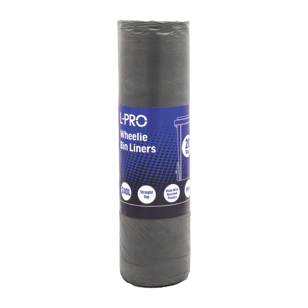 Image of L-PRO Black Wheelie Bin Liners 240Ltr 20 Pack 