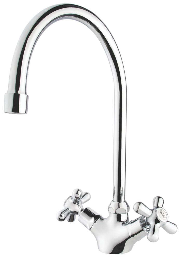 Image of Swirl Cascade Dual-Lever Kitchen Mono Mixer Tap Chrome 