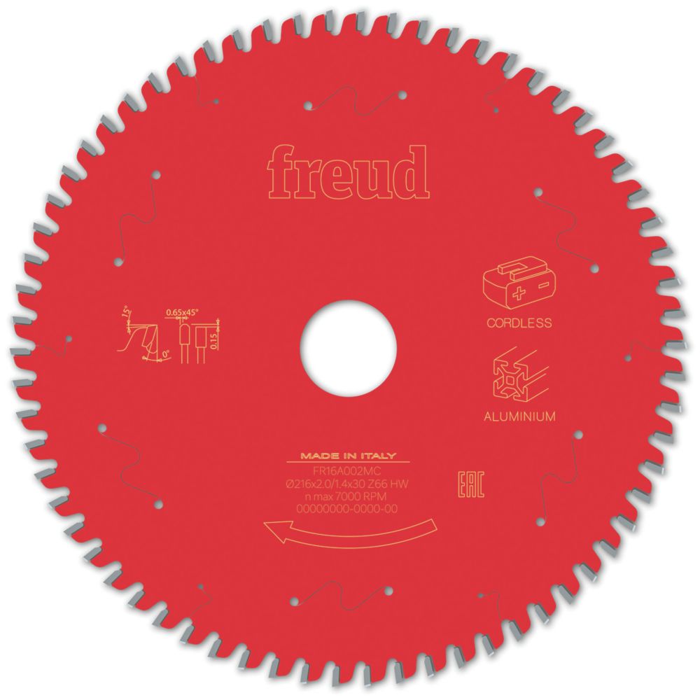 Image of Freud F03FS10089 Aluminium/Plastic Circular Saw Blade 216mm x 30mm 66T 
