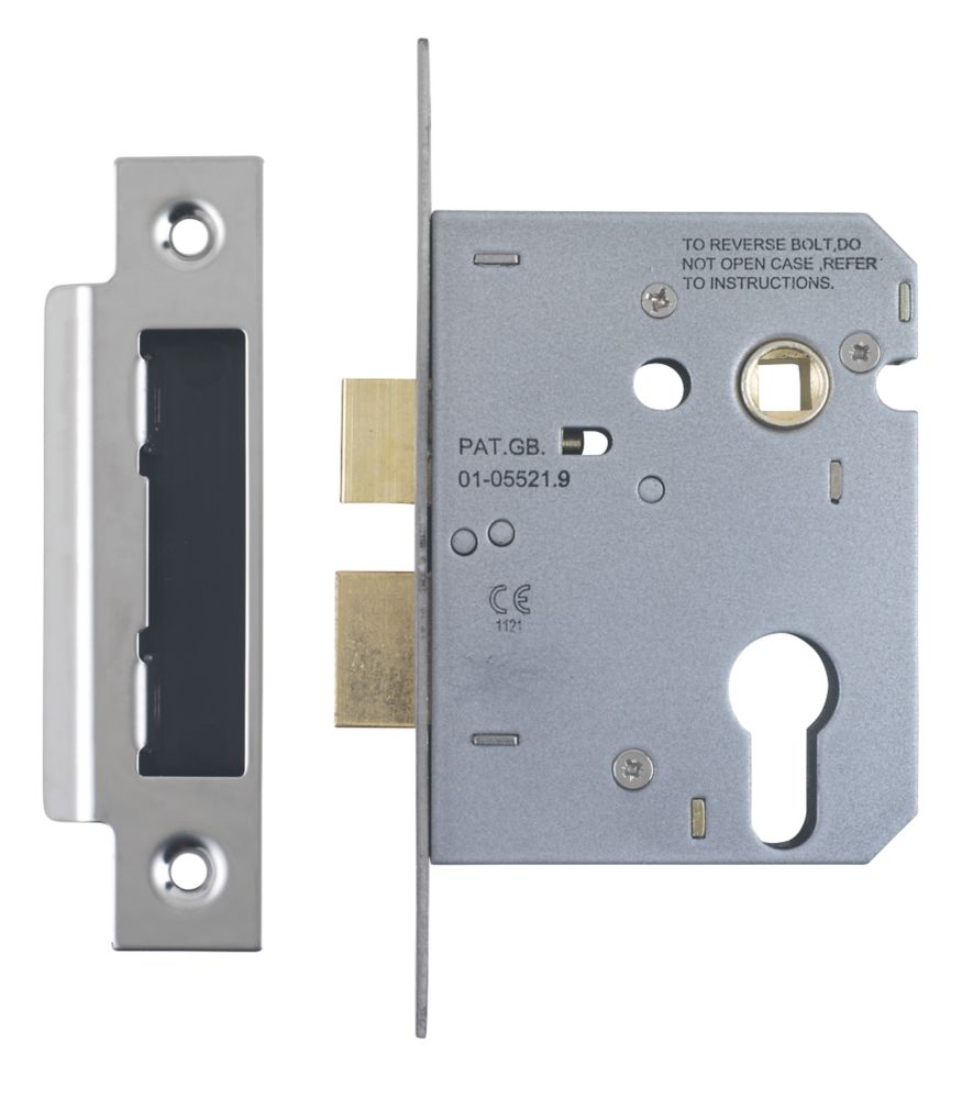Image of Smith & Locke Fire Rated Nickel-Plated Euro Profile Sashlock 76mm Case - 57mm Backset 