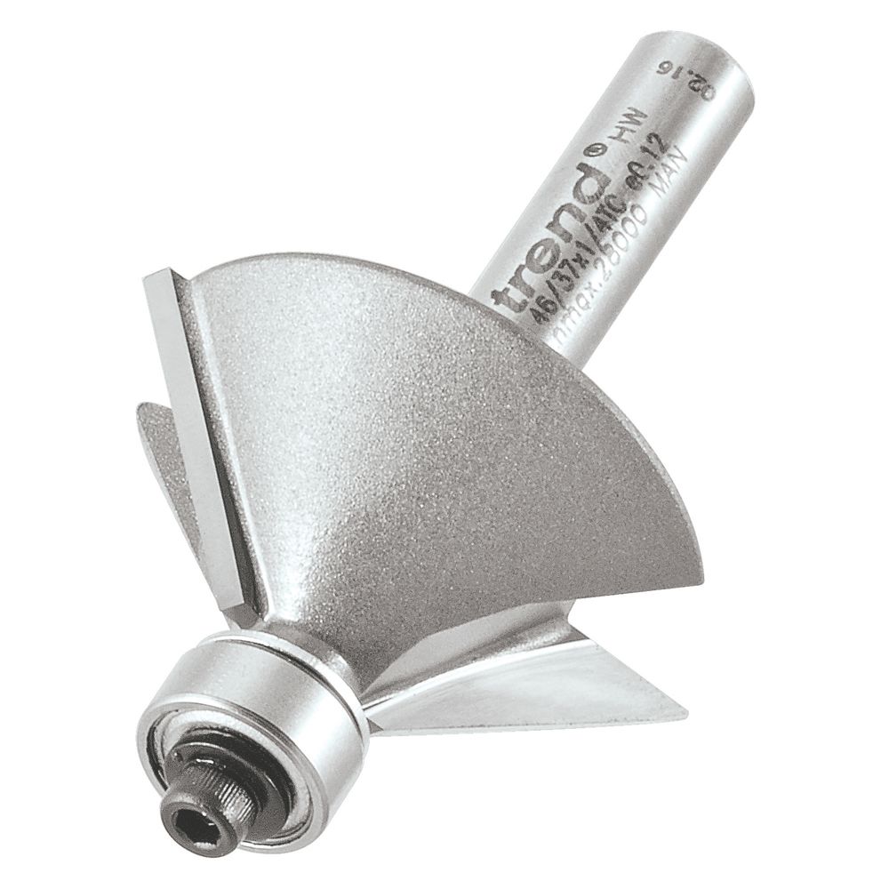 Image of Trend 46/37X1/4TC 1/4" Shank Double-Flute 45Â° Chamfer Router Cutter 31.8mm x 12mm 