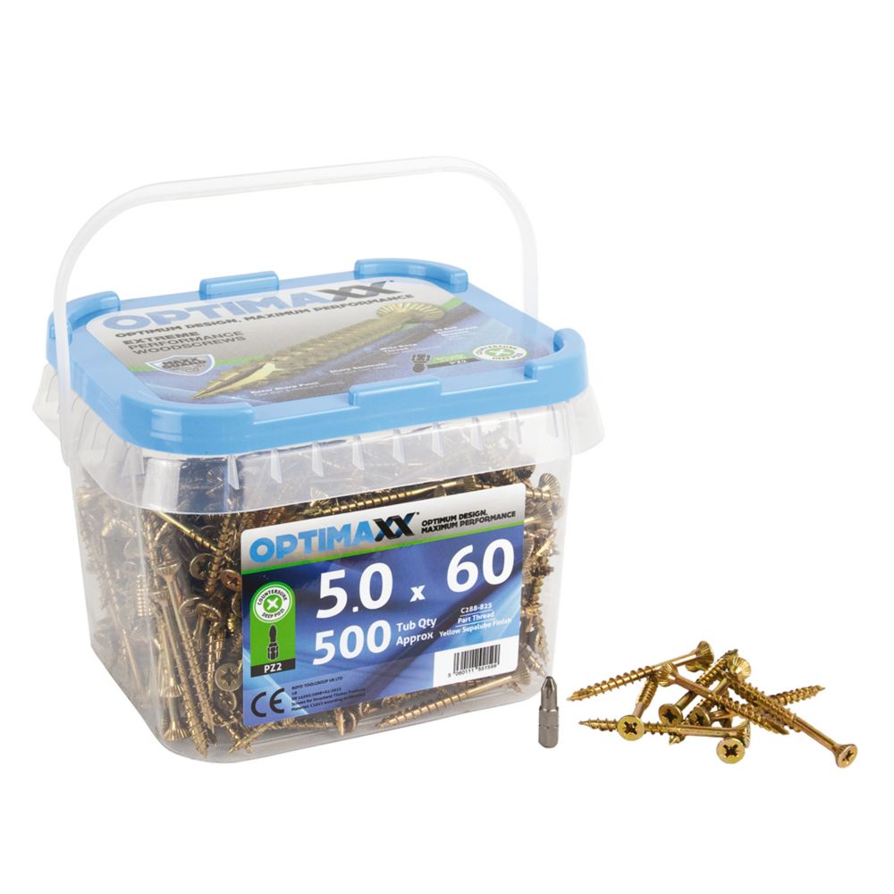 Image of Optimaxx PZ Countersunk Wood Screws 5mm x 60mm 500 Pack 