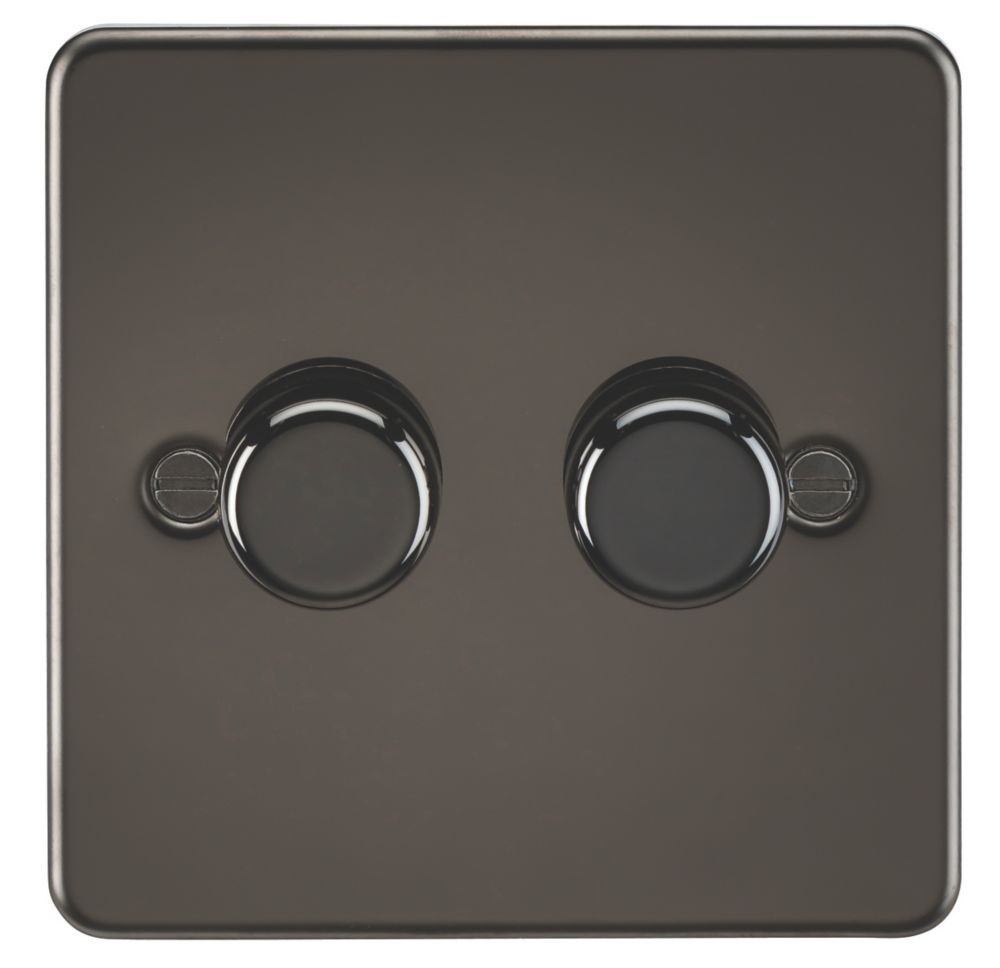 Image of Knightsbridge 2-Gang 2-Way LED Dimmer Switch Gunmetal 