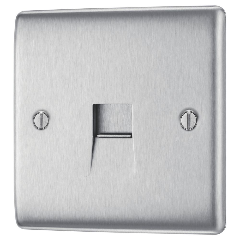 Image of British General Nexus Metal Master Telephone Socket Brushed Steel 
