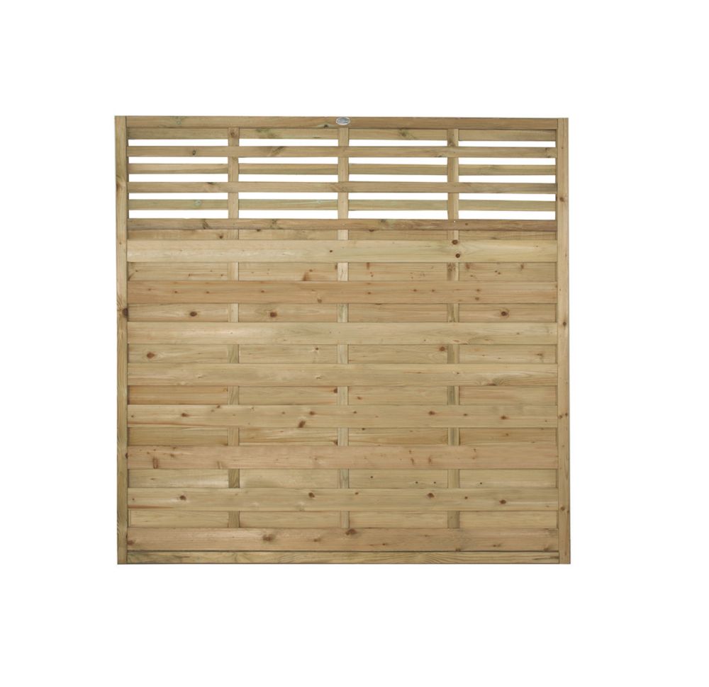 Image of Forest Kyoto Slatted Top Fence Panels Natural Timber 6' x 6' Pack of 7 