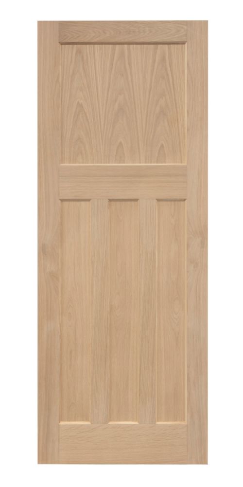 Image of Unfinished Oak Wooden 4-Panel Internal Edwardian-Style Door 1981mm x 686mm 
