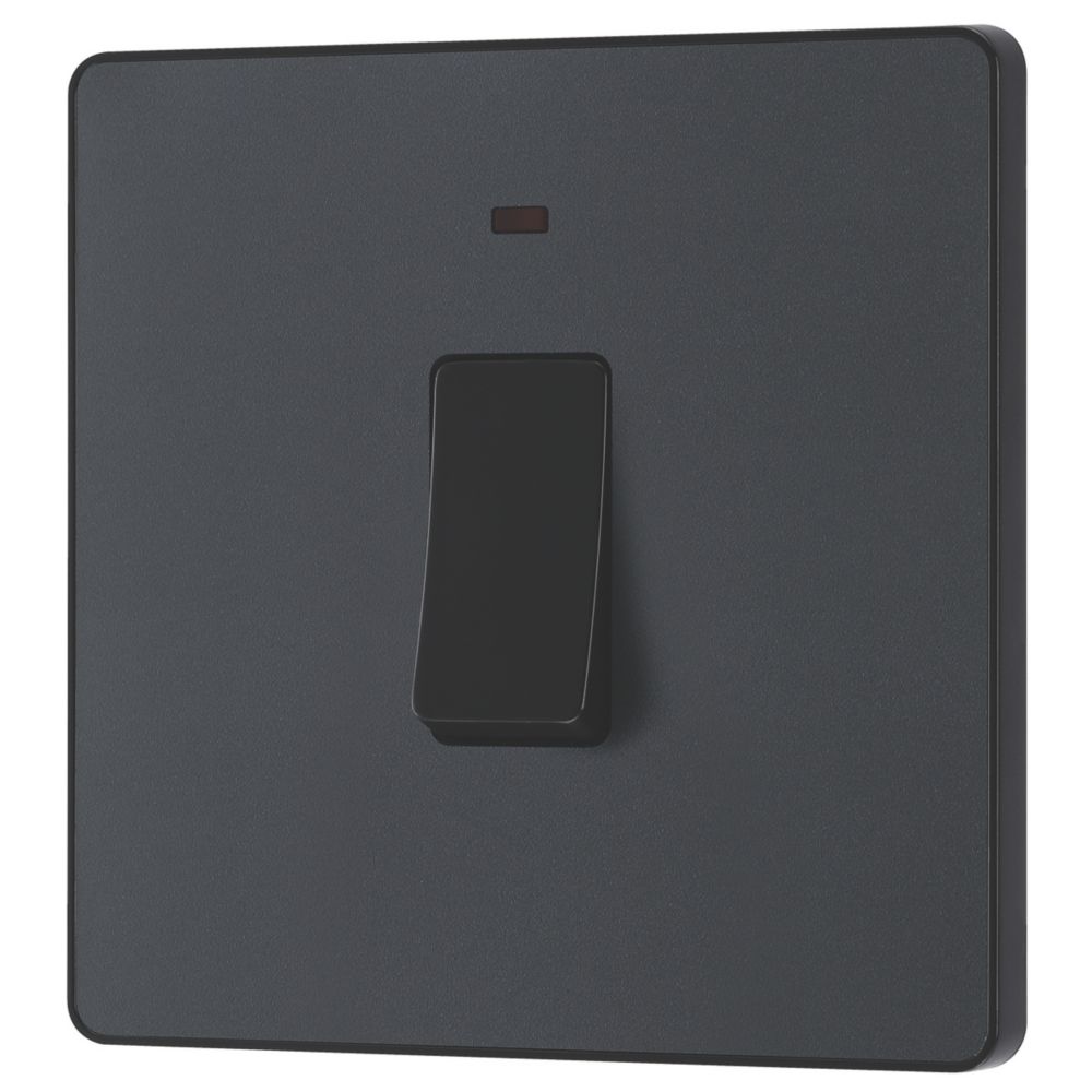 Image of British General Evolve 20A 1-Gang DP Control Switch Grey with LED with Black Inserts 